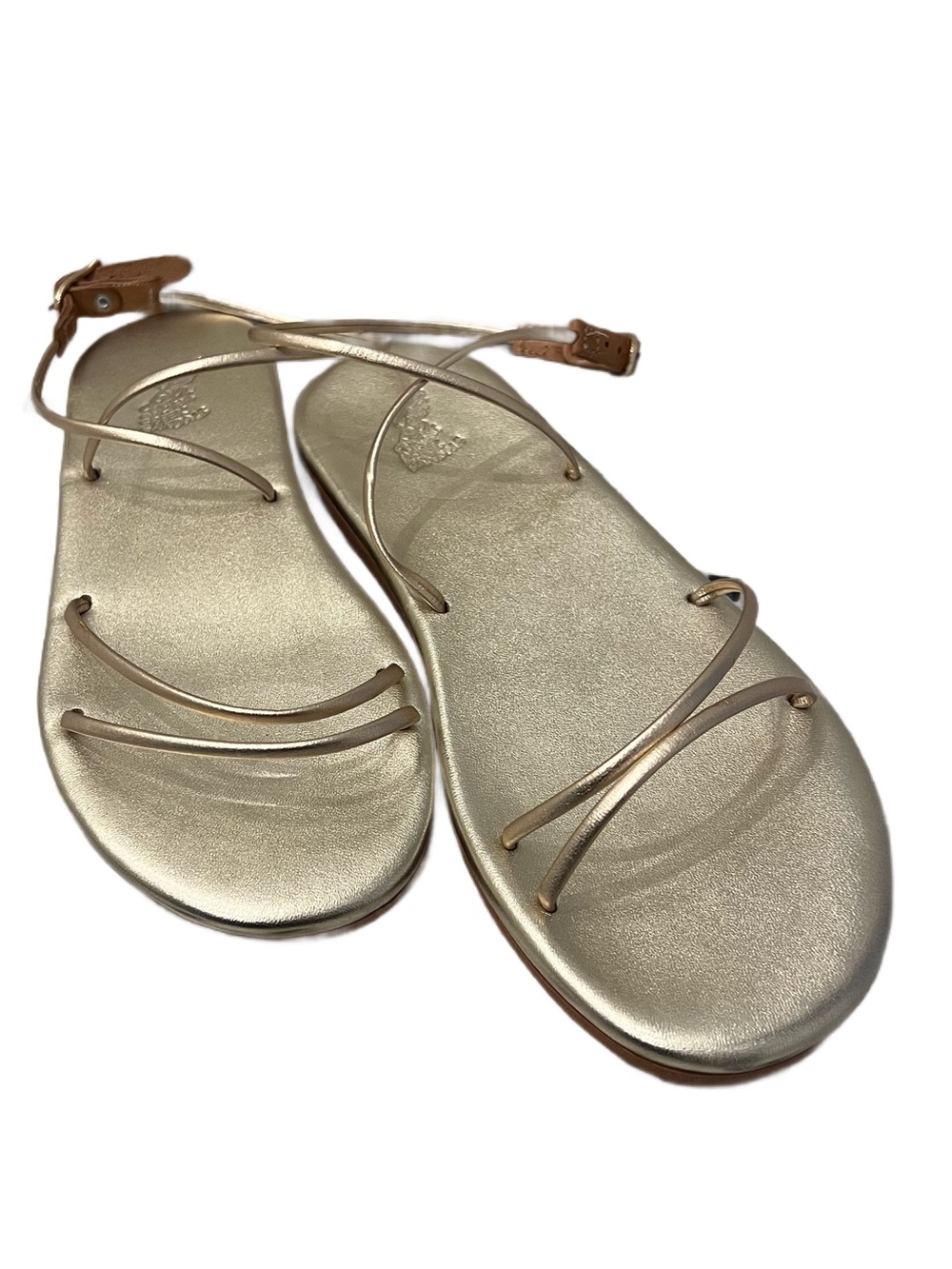 Ancient Greek Sandals Metallic Gold Strappy Flat Sandals Sz 39